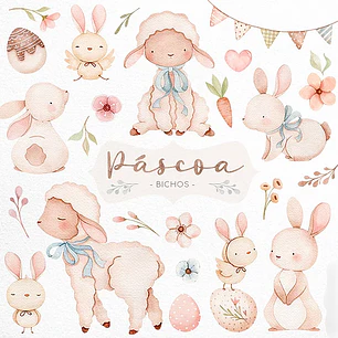 Kit Digital Clipparts Páscoa dos Bichos