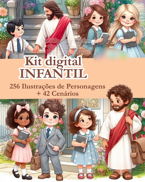 Kit Digital Jesus e as Crianças Infantil 