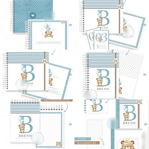 Arquivo Encadernação Baby Monograma Ursinho