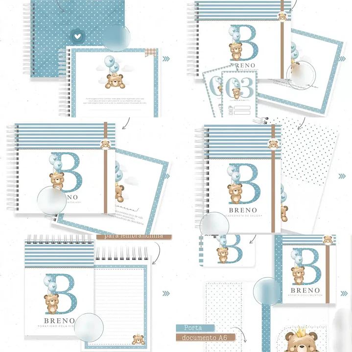 Arquivo Encadernação Baby Monograma Ursinho 1