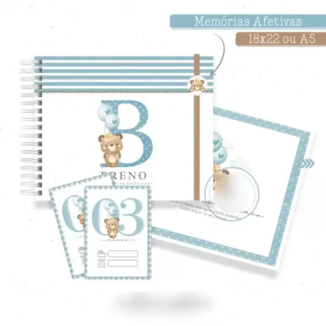 Arquivo Encadernação Baby Monograma Ursinho 2