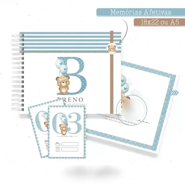 Arquivo Encadernação Baby Monograma Ursinho 2