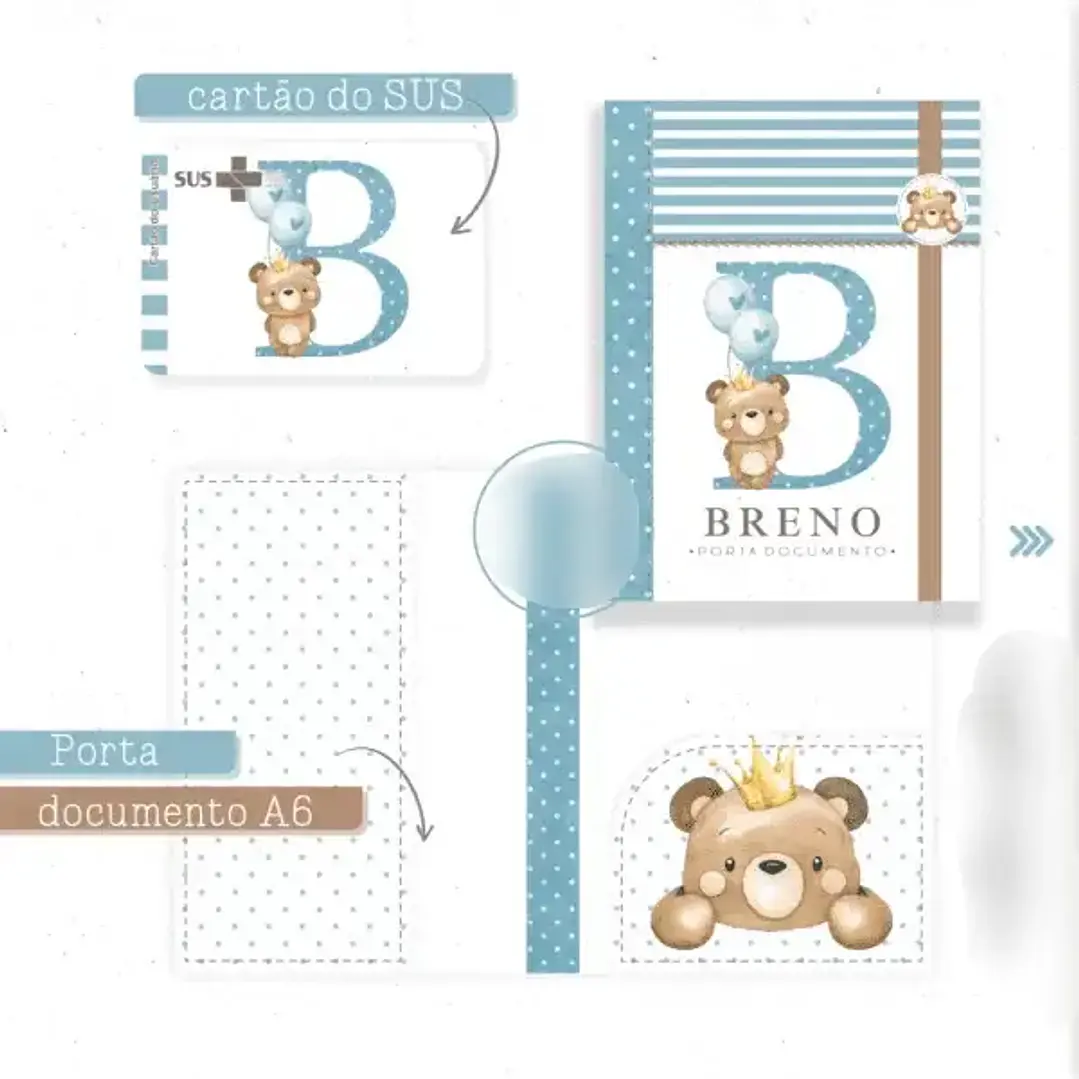 Arquivo Encadernação Baby Monograma Ursinho 3