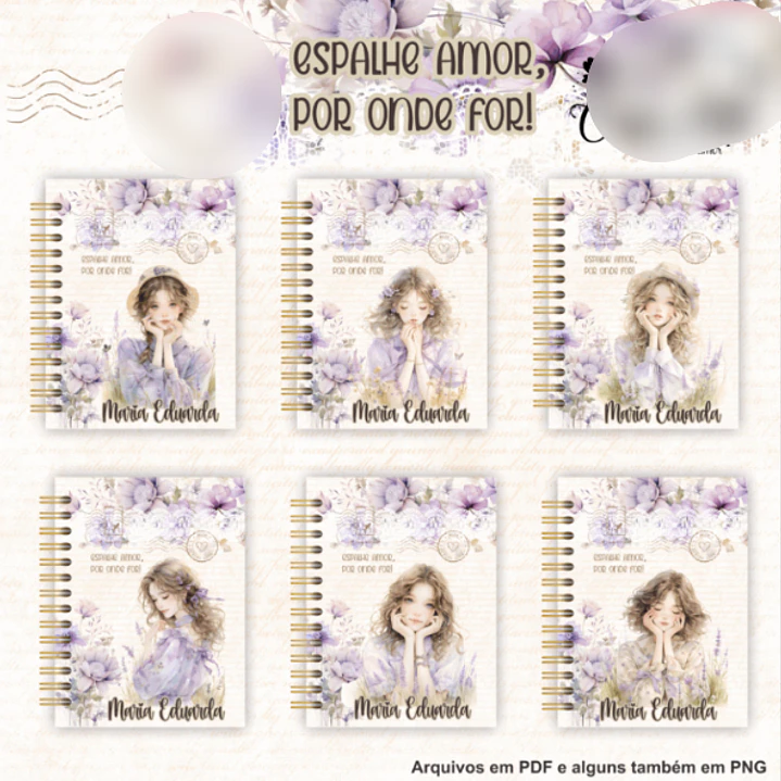 Arquivo caderno floral lilás  1