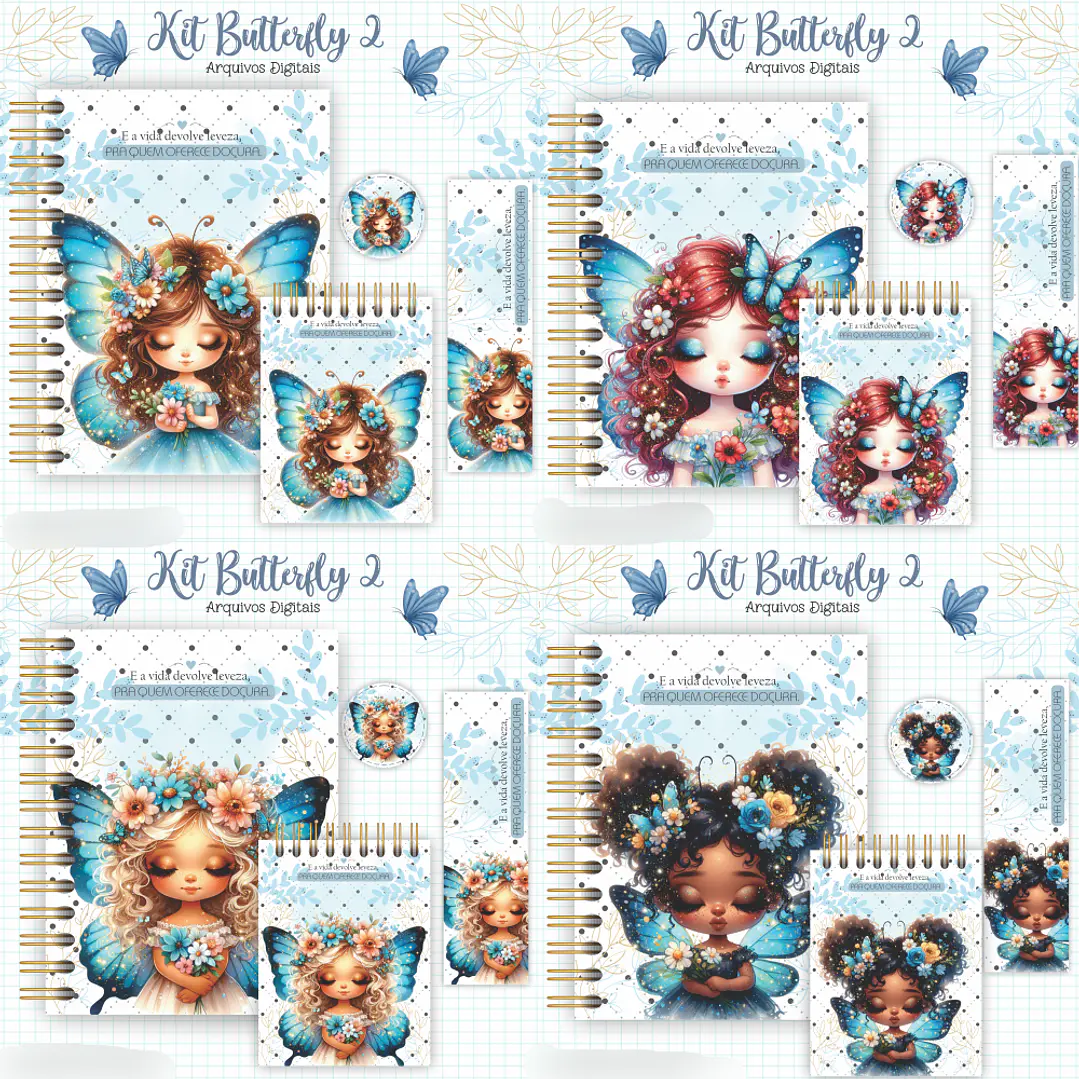 Arquivo Combo Encadernação Menina Borboleta Azul 1