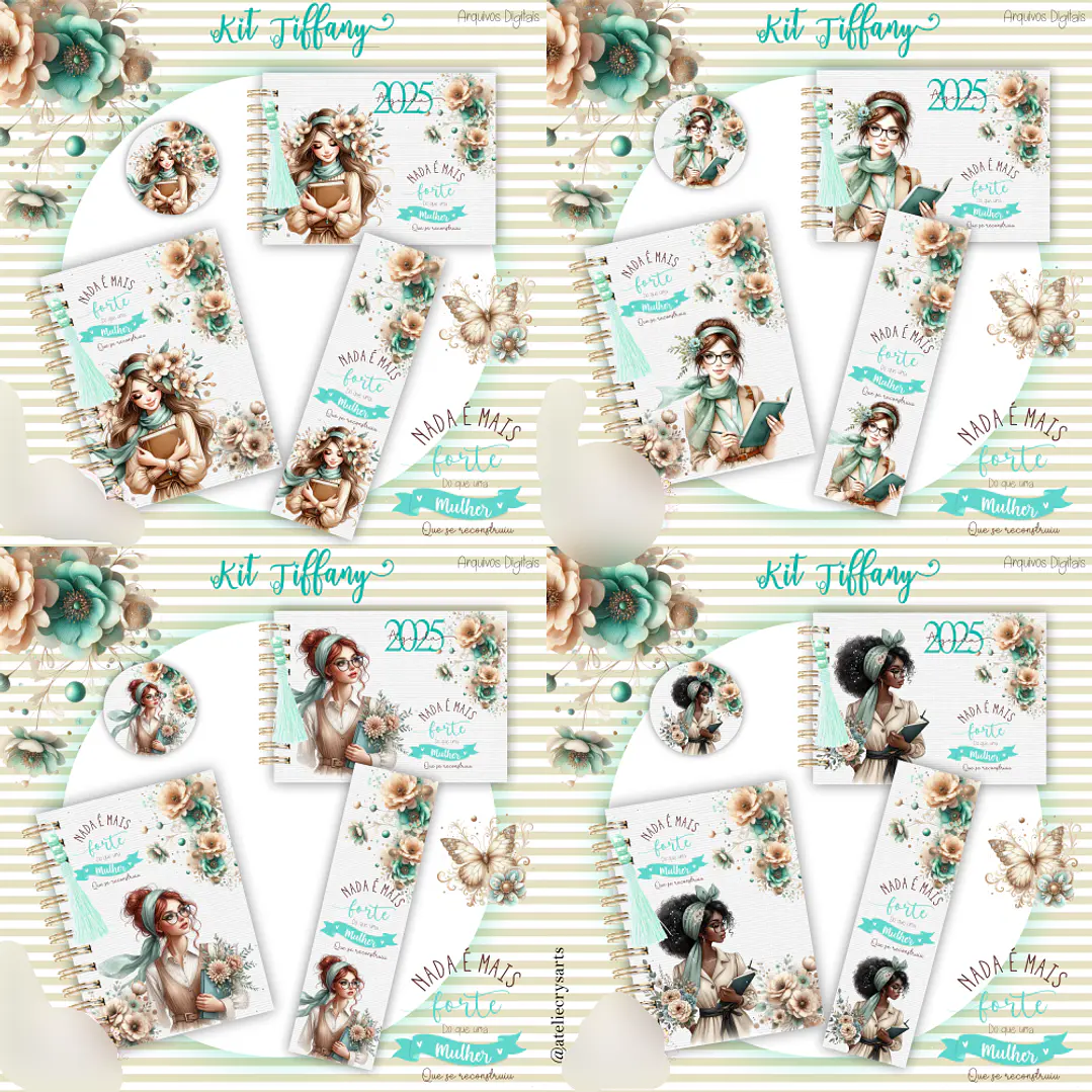 Arquivo Encadernação Mulher Floral Azul Tifanny  1