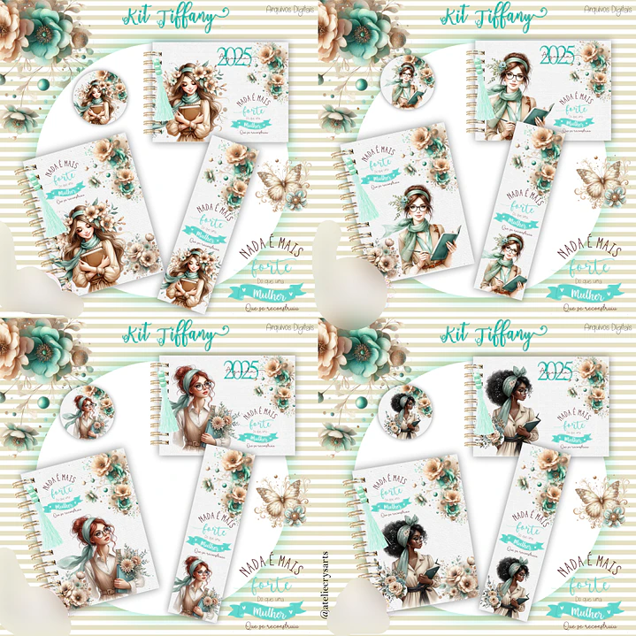 Arquivo Encadernação Mulher Floral Azul Tifanny  1