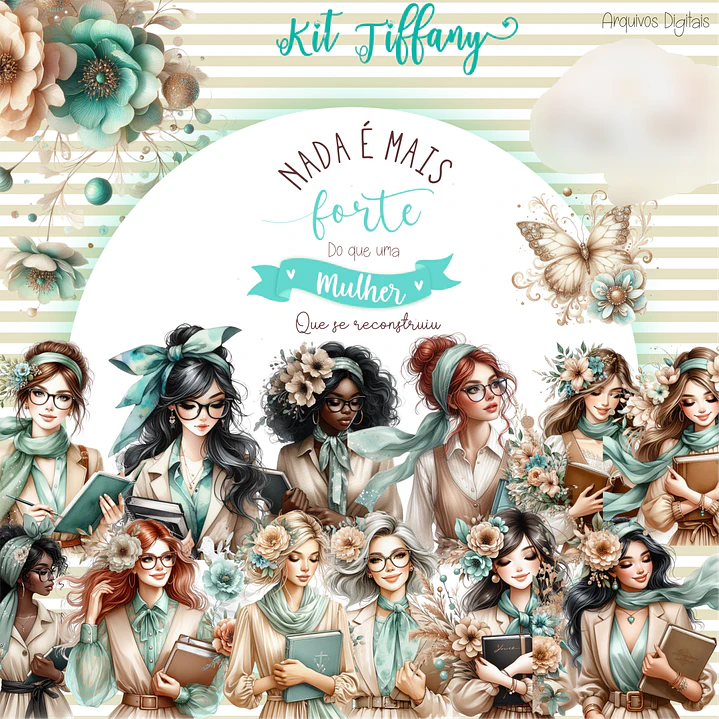 Arquivo Encadernação Mulher Floral Azul Tifanny  4