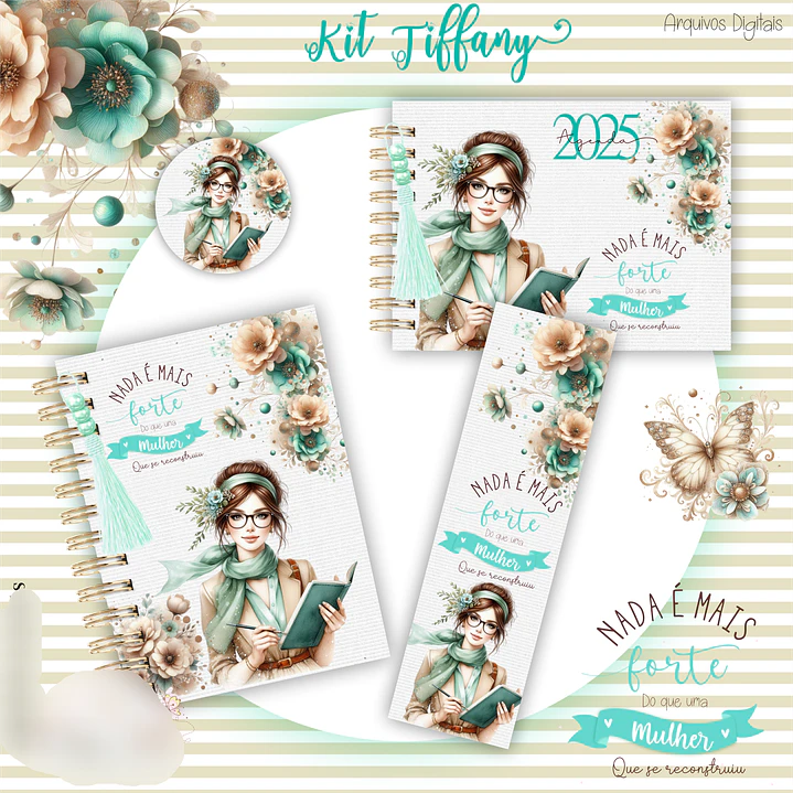 Arquivo Encadernação Mulher Floral Azul Tifanny  6