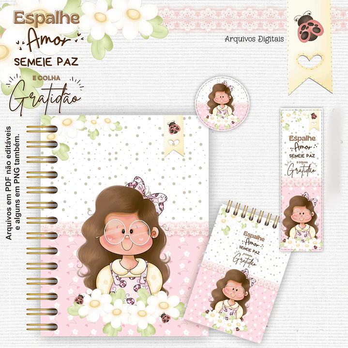 Arquivo Encadernação Kit Gratidão Meninas Floral  3