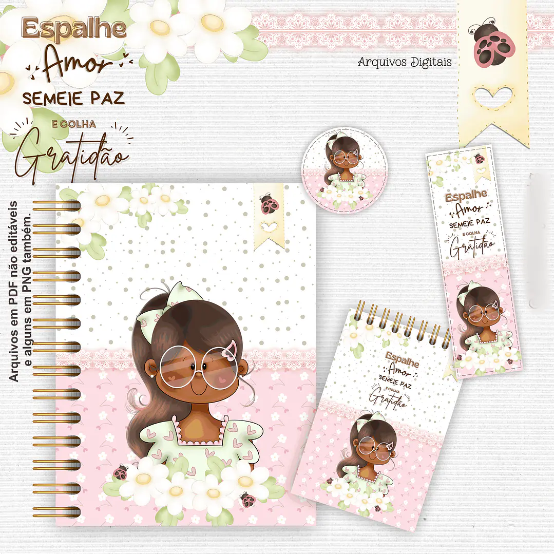Arquivo Encadernação Kit Gratidão Meninas Floral  4