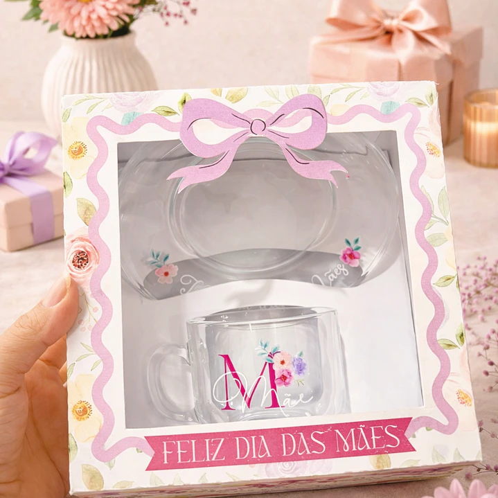 Arquivo Dia das Mães Caixa para Xícara e Pires  1