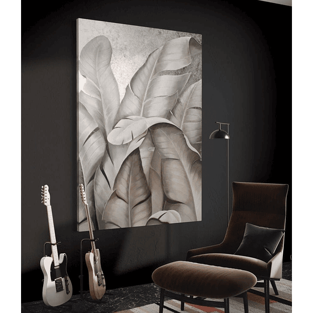 Cuadro Botánica: HOJAS DE PLATA  2