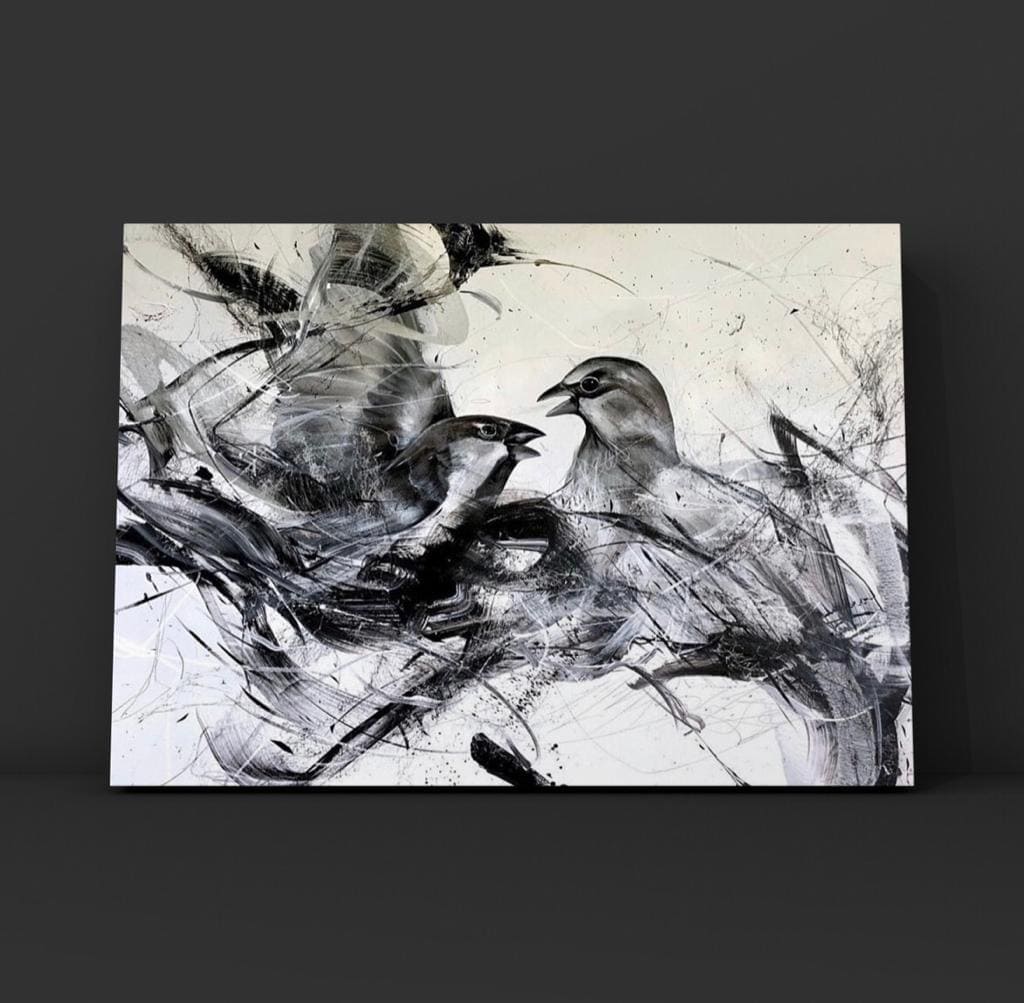 Cuadro Animales: AVES BLANCO Y NEGRO  3