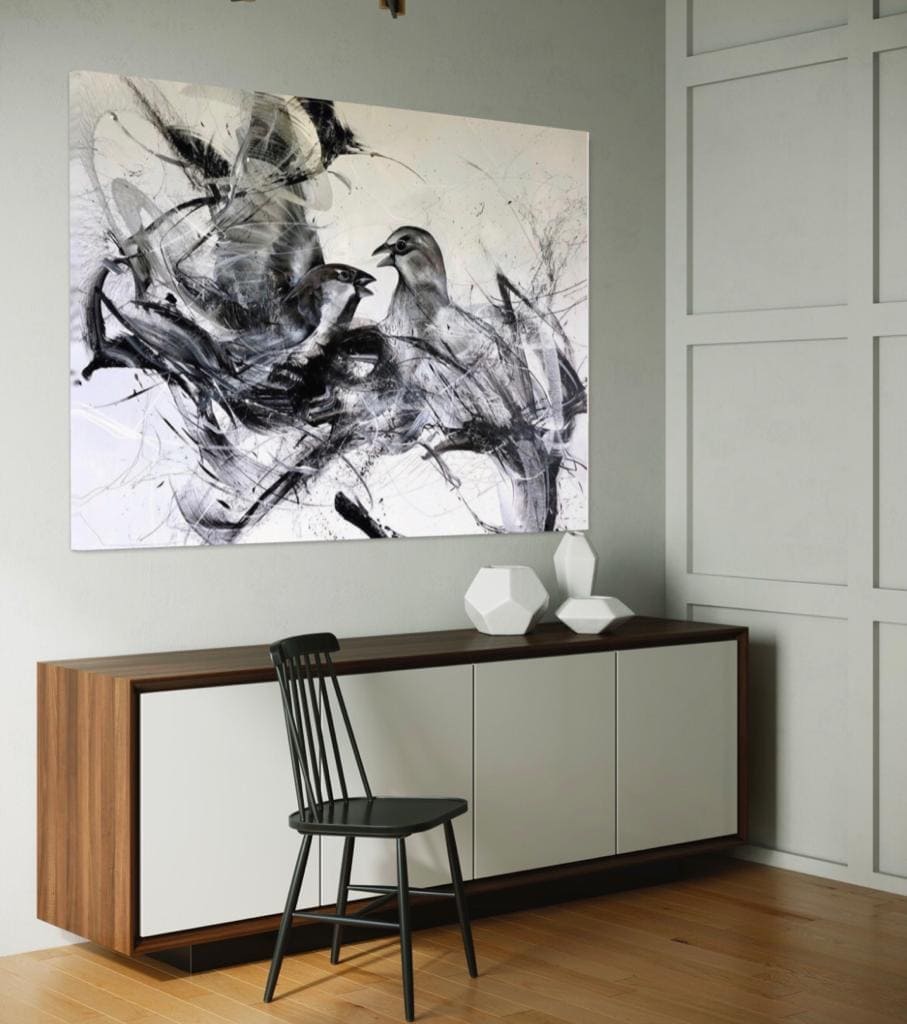 Cuadro Animales: AVES BLANCO Y NEGRO  4