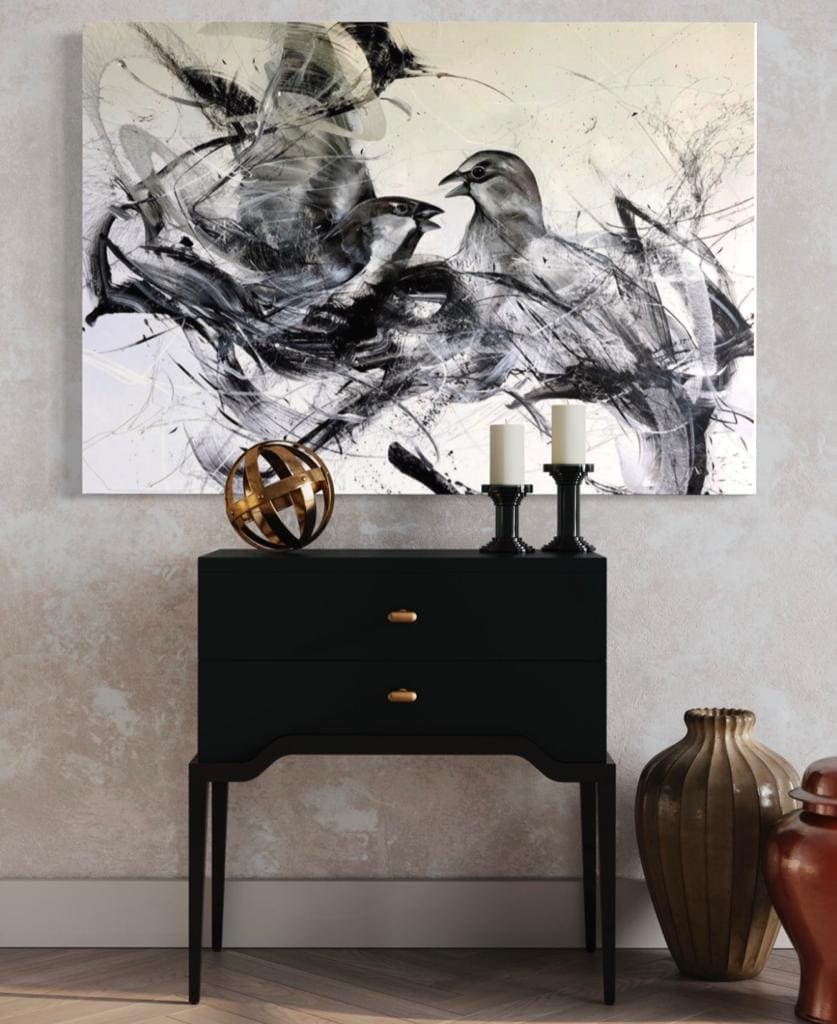Cuadro Animales: AVES BLANCO Y NEGRO  2