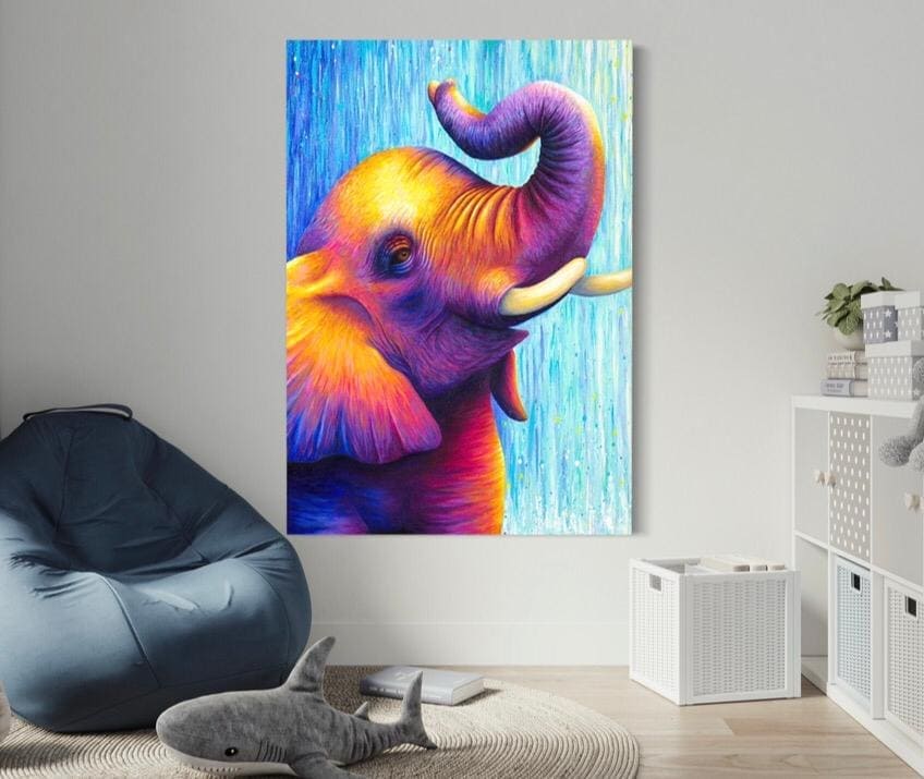 Cuadro Animales: ELEFANTE DE COLOR  2