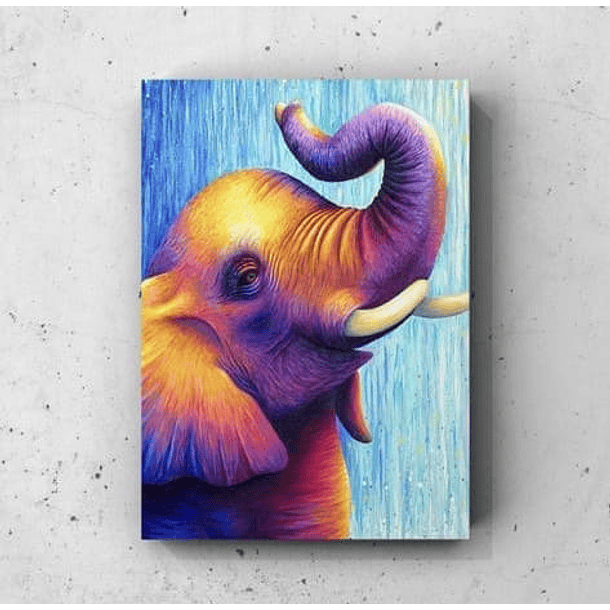 Cuadro Animales: ELEFANTE DE COLOR  1