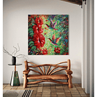 Cuadro de Animales: FLORES Y COLIBRES 1