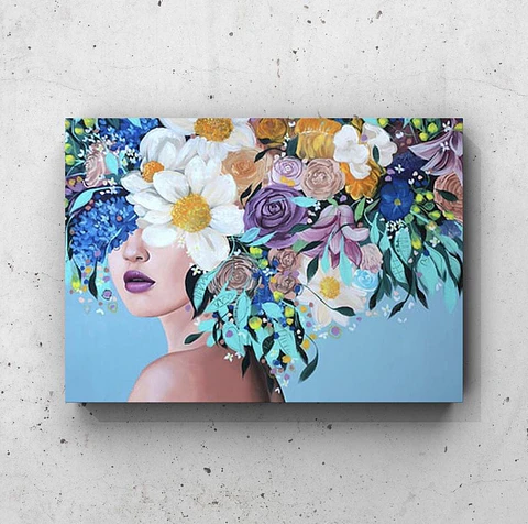 Cuadro Figura Humana: MUJER CON FLORES EN SU CABEZA