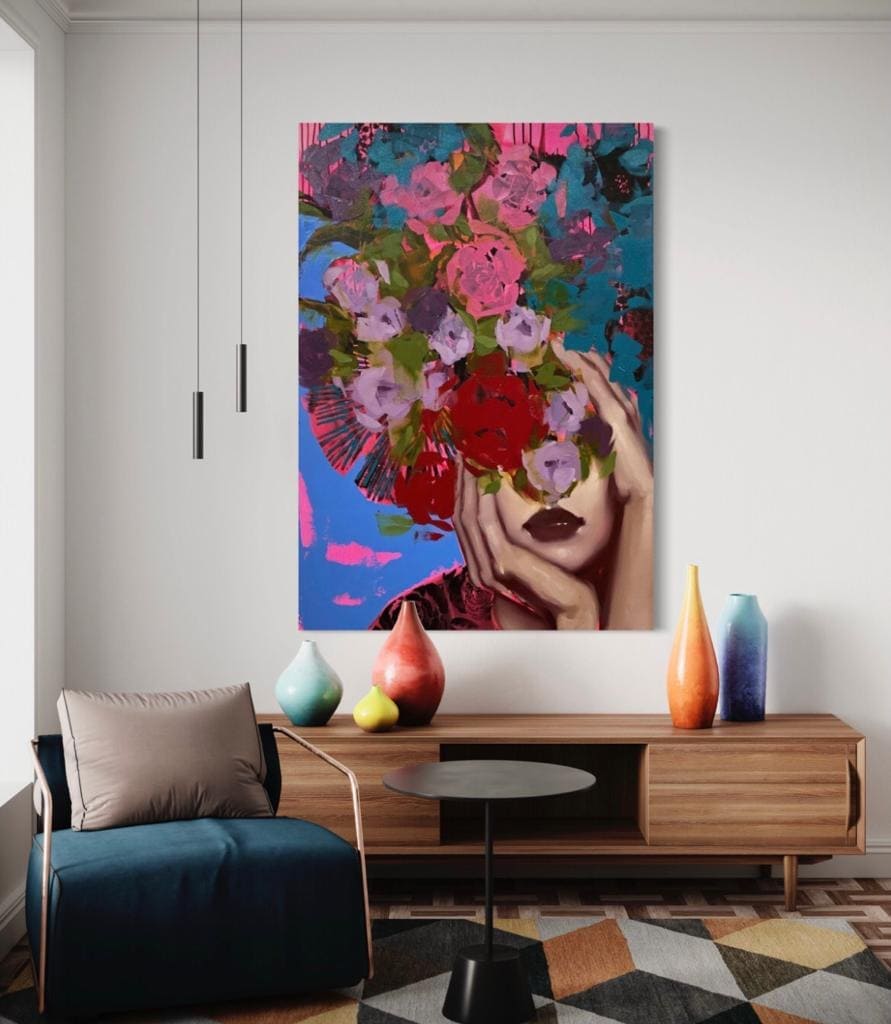 Cuadro Figura Humana: MUJER CON FLORES 2
