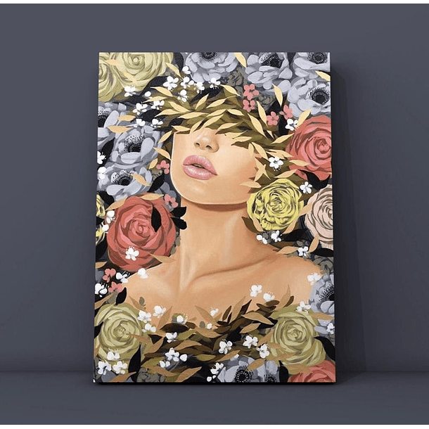 Cuadro Figura Humana: MUJER Y ROSAS 3