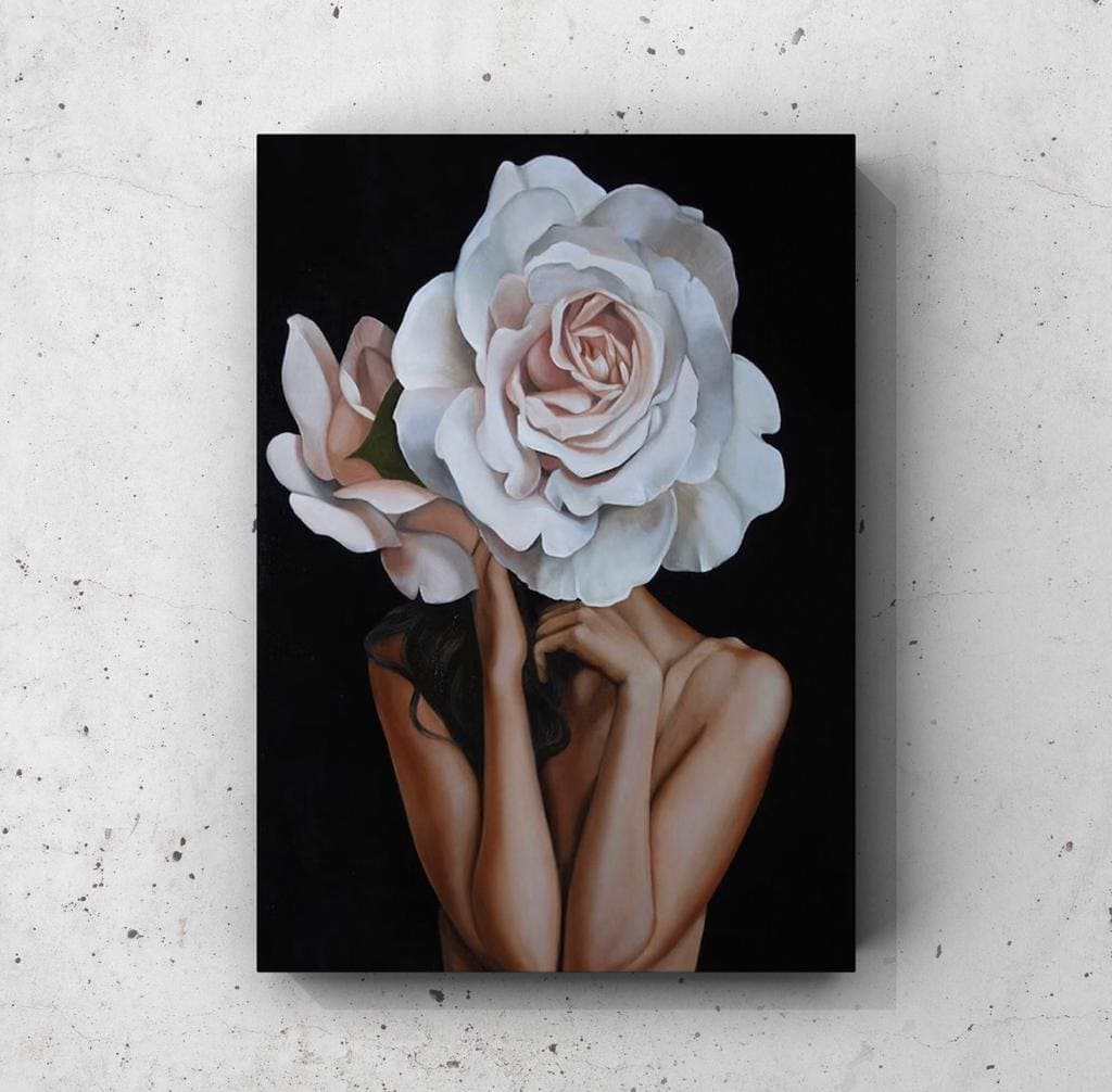 Cuadro Figura Humana: MUJER Y ROSA GRANDE 1