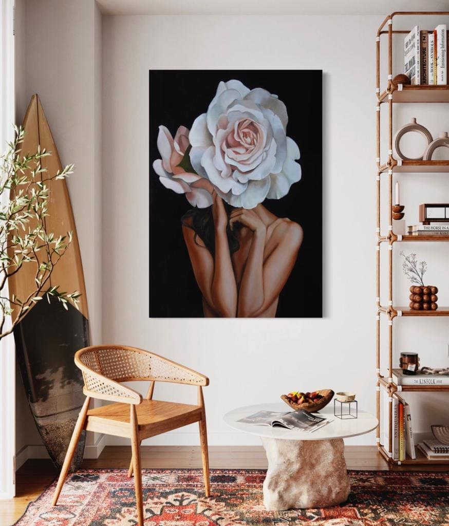 Cuadro Figura Humana: MUJER Y ROSA GRANDE 2