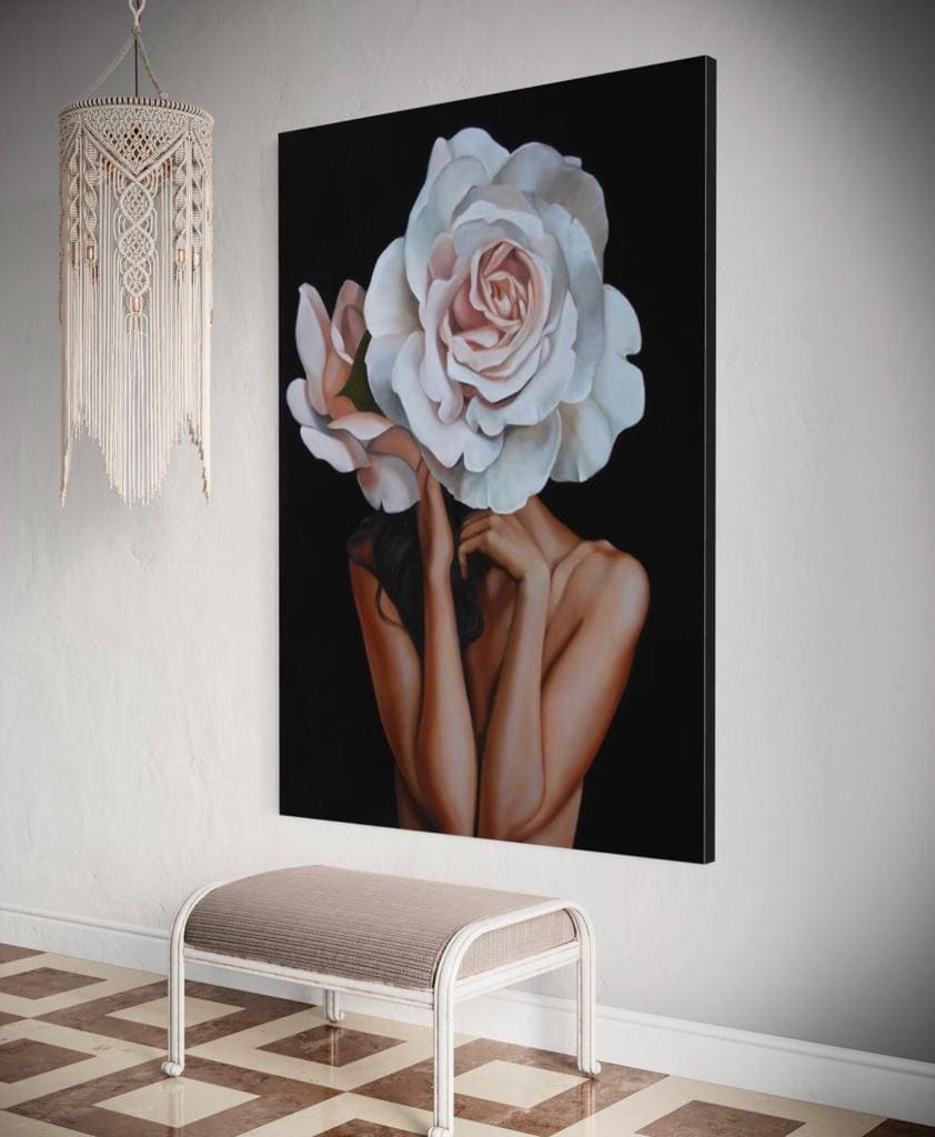 Cuadro Figura Humana: MUJER Y ROSA GRANDE 4
