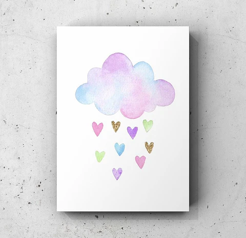 Cuadro Infantil: LLUVIA DE CORAZONES