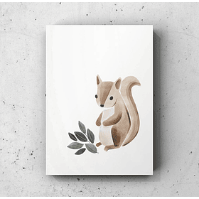 Cuadro Infantil: ARDILLA Y HOJAS 