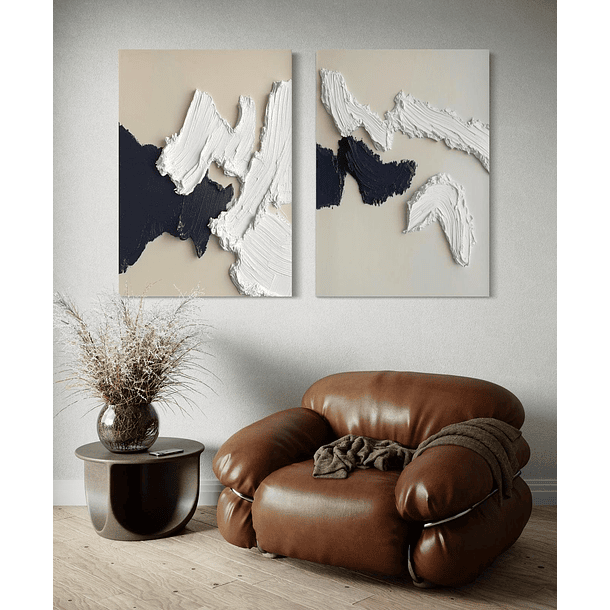 Cuadro Díptico Texturizado Minimalista: PUNTAS SUTILES 2