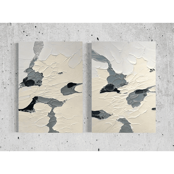 Cuadro Díptico Texturizado Estructural: HORIZONTE INVISIBLE 1