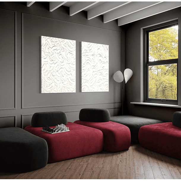 Cuadro Díptico Texturizado Estructural: ONDAS INVISIBLES 5