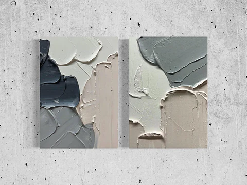 Cuadro Díptico Texturizado Minimalista: CENIZA ERRANTE