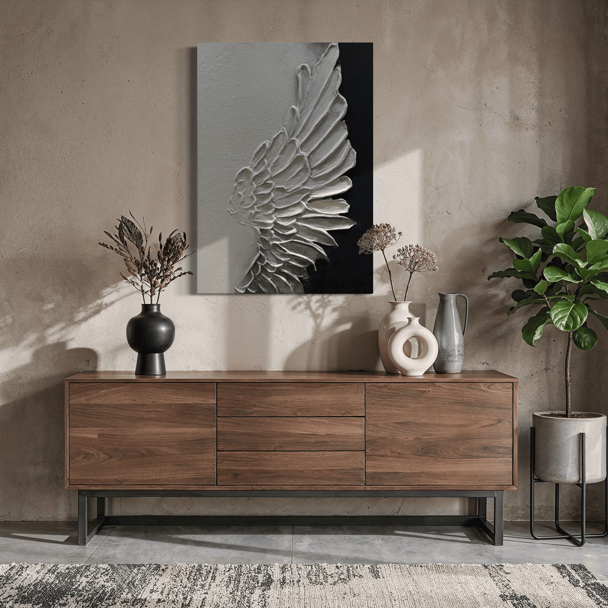 Cuadro Texturizado Minimalista: CENIZA Y RELIEVE 2