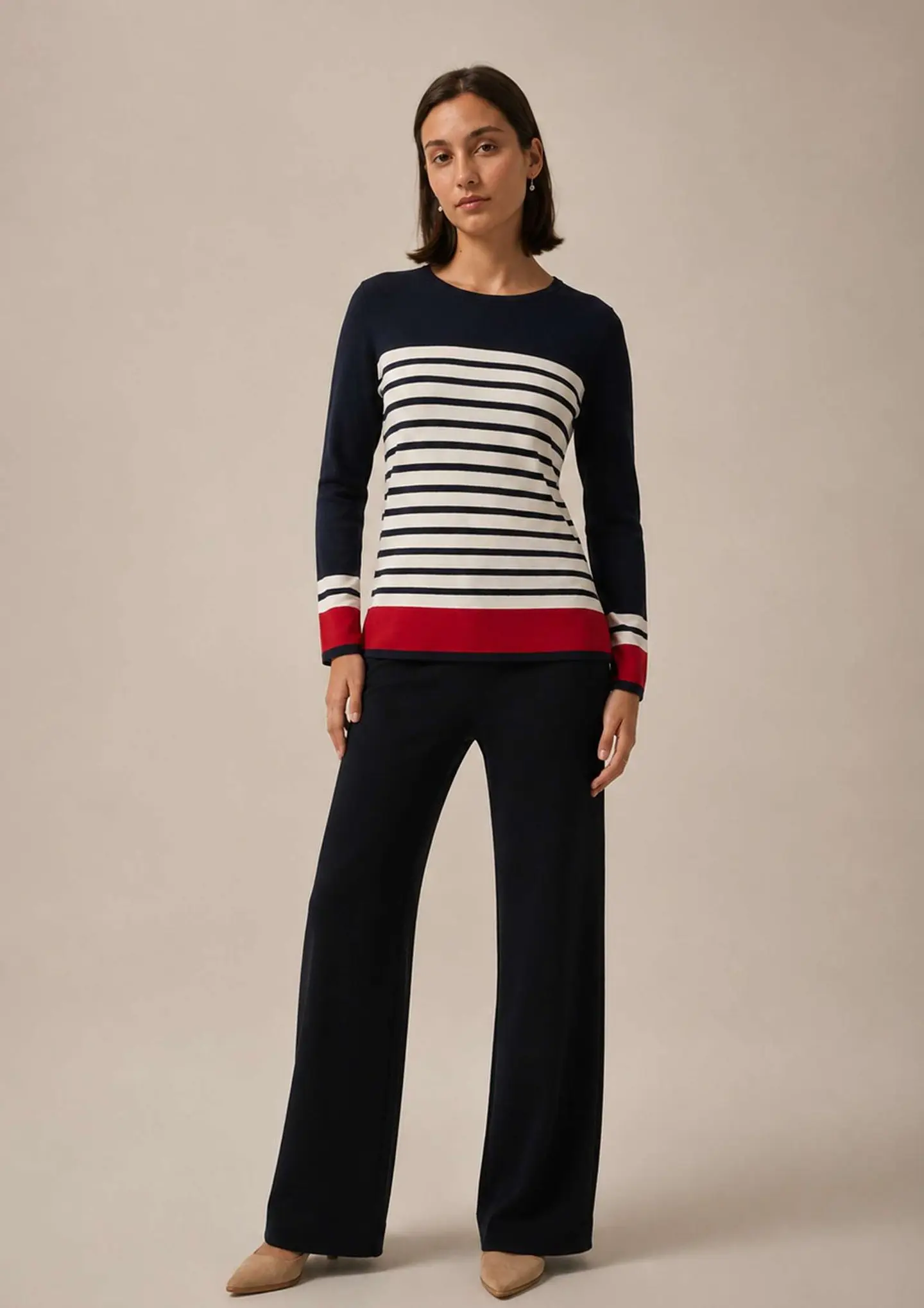 Camisola Knit às Riscas com Barra Vermelha 1