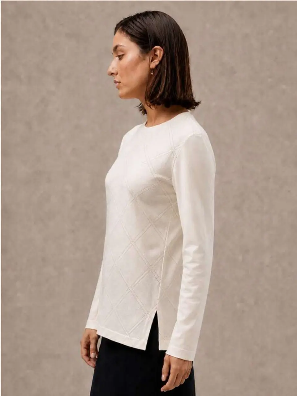 Camisola Knit com Padrão Losango Texturado 2