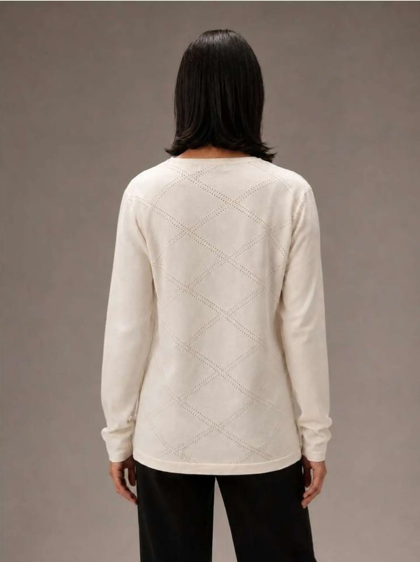 Camisola Knit com Padrão Losango Texturado 3