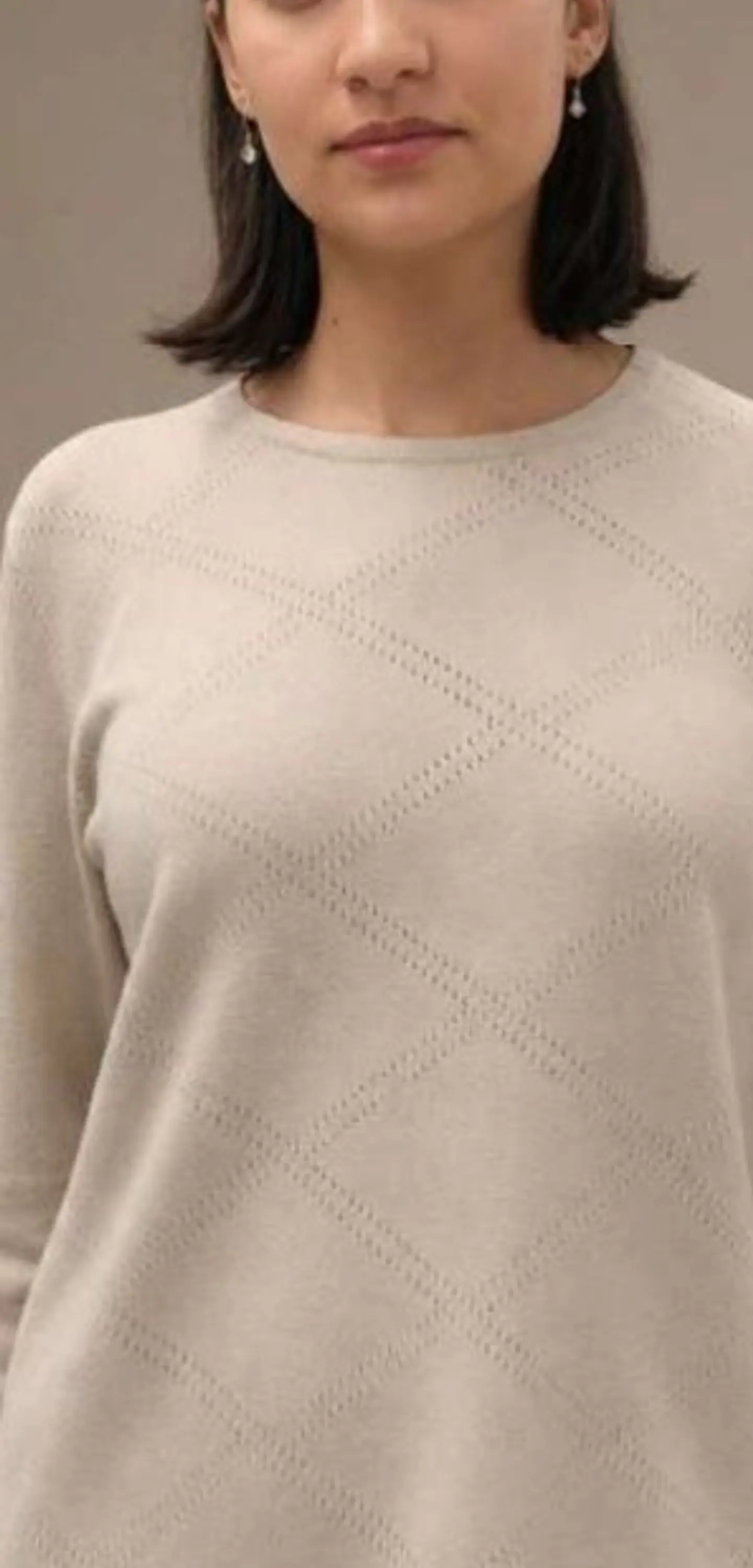 Camisola Knit com Padrão Losango Texturado 7