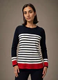 Camisola Knit às Riscas com Barra Vermelha - Thumbnail 4