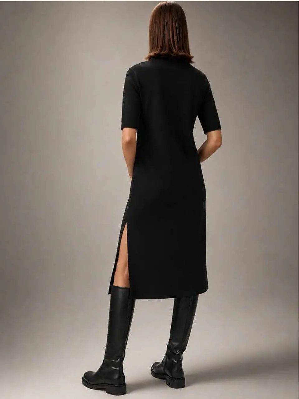 Vestido Knit Midi com Botões Dourados no Ombro 2