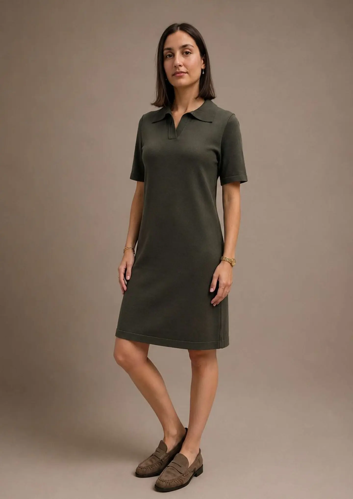 Vestido Knit Gola Polo Manga Curta 1