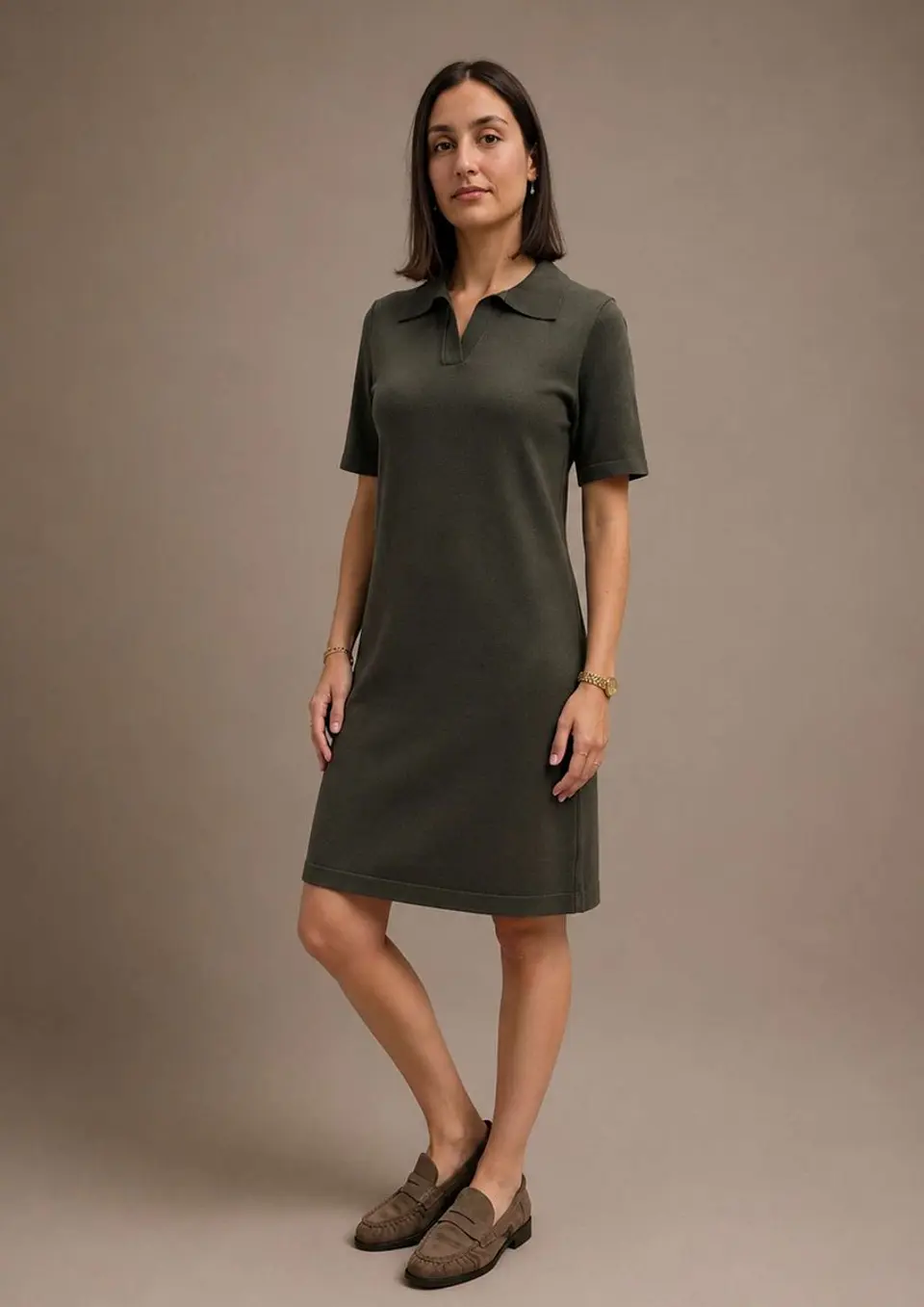 Vestido Knit Gola Polo Manga Curta 1