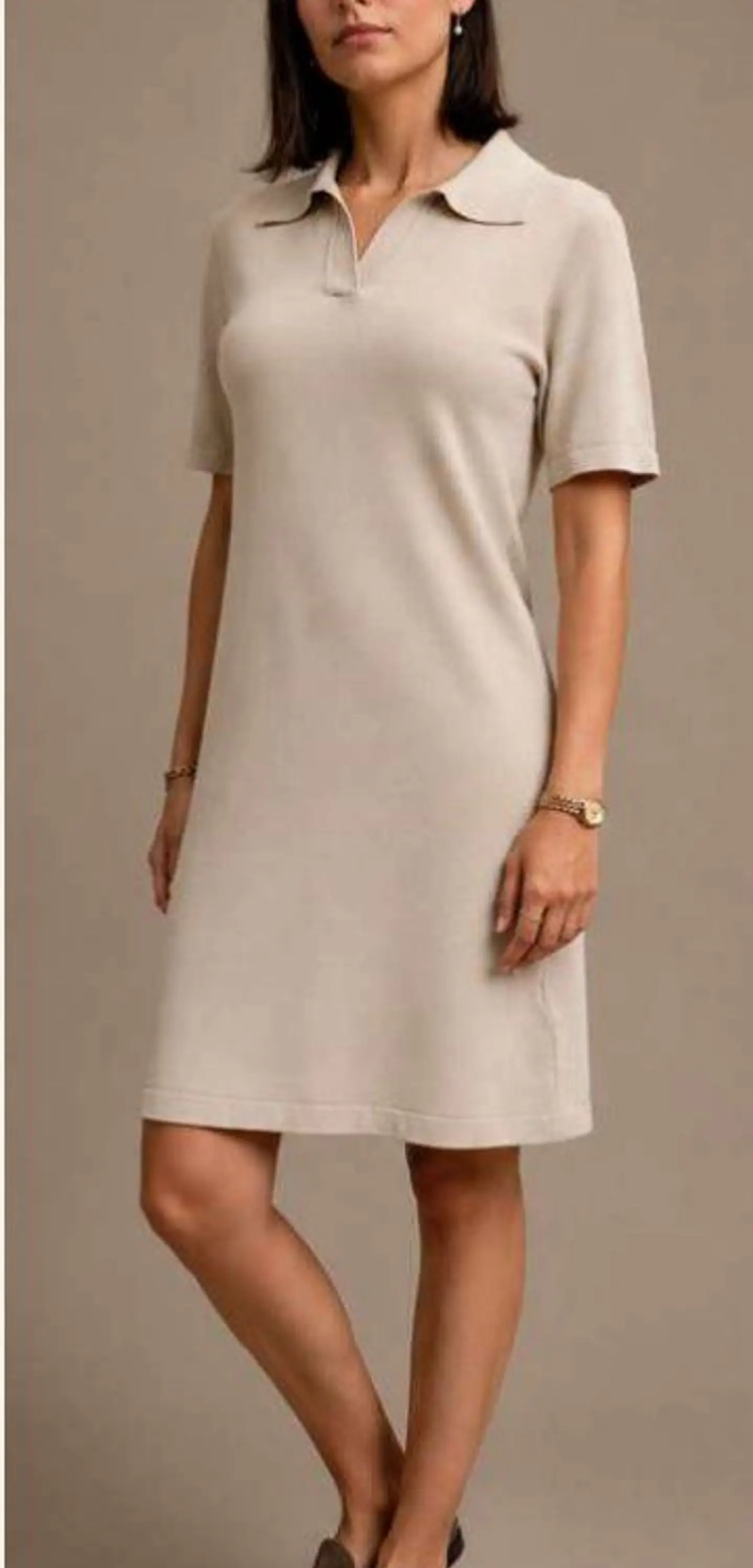 Vestido Knit Gola Polo Manga Curta 4