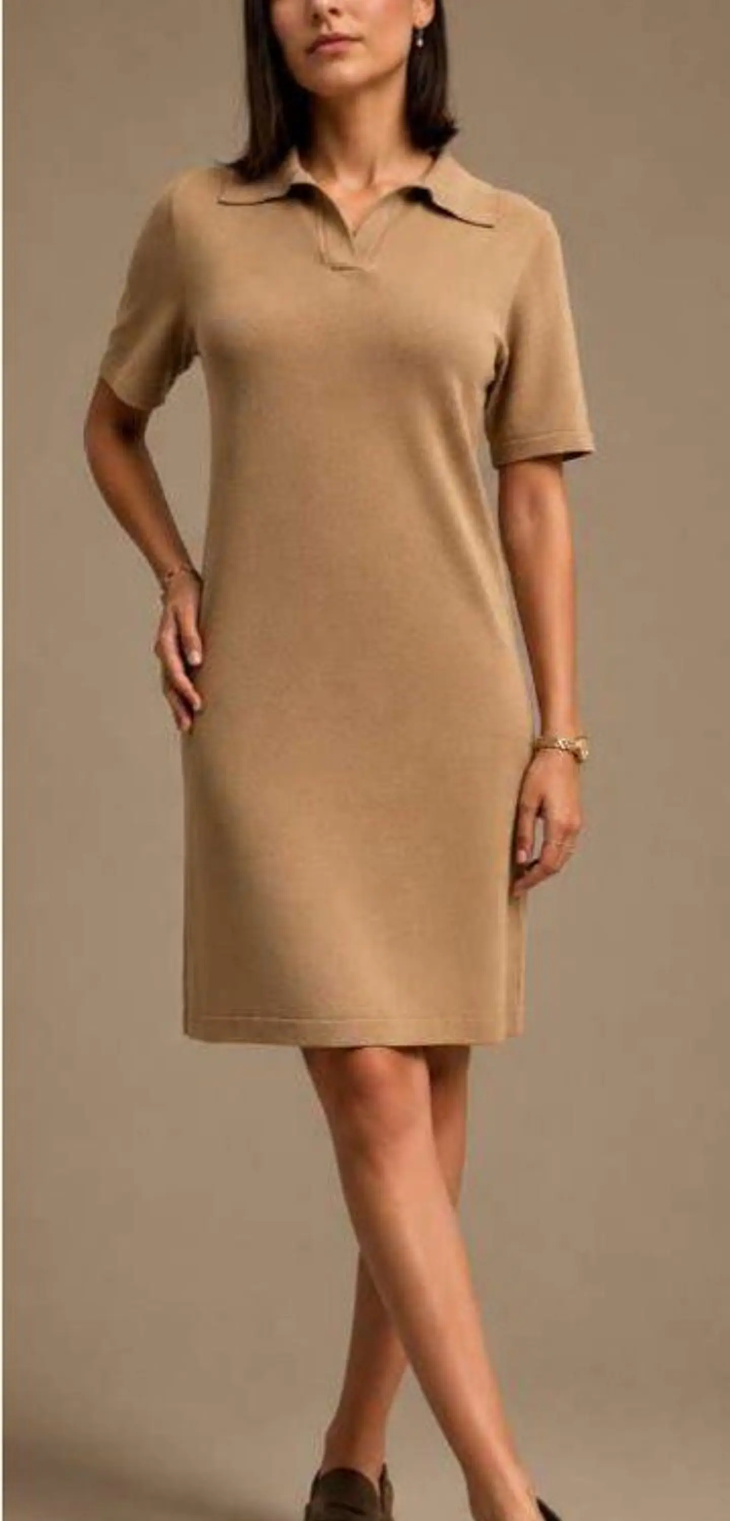 Vestido Knit Gola Polo Manga Curta 5