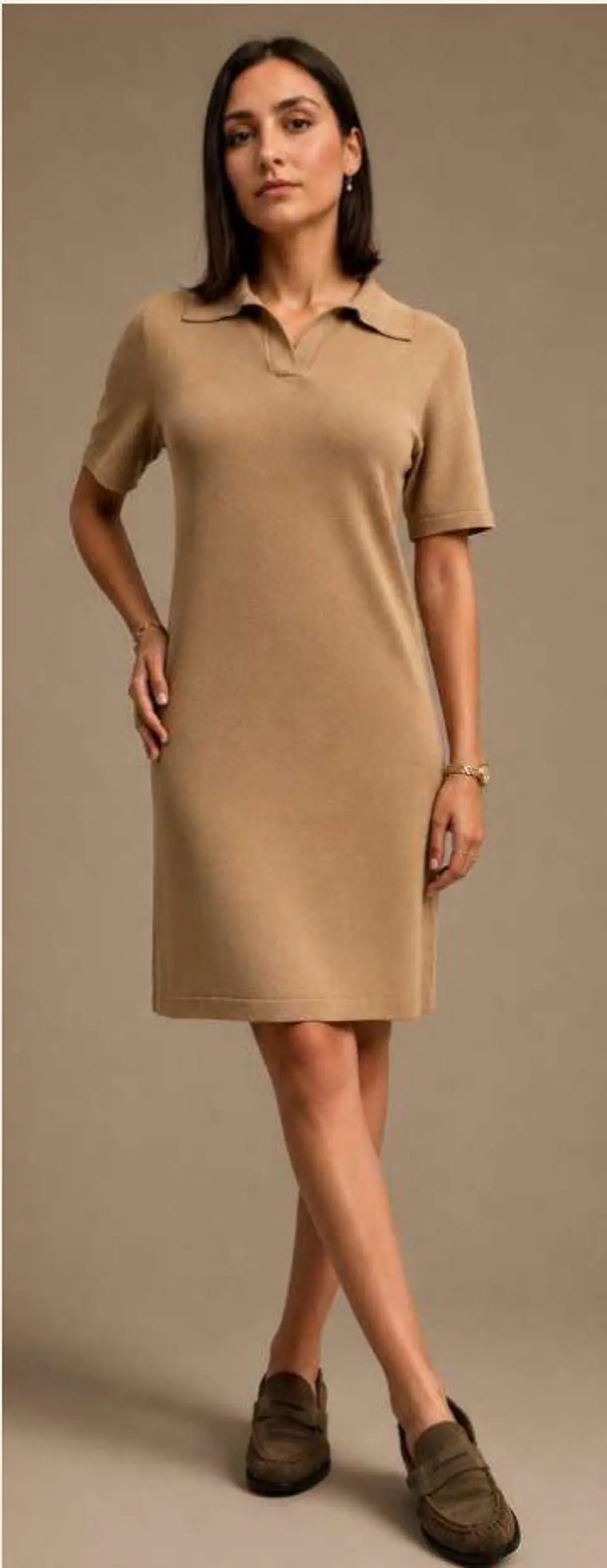Vestido Knit Gola Polo Manga Curta 5