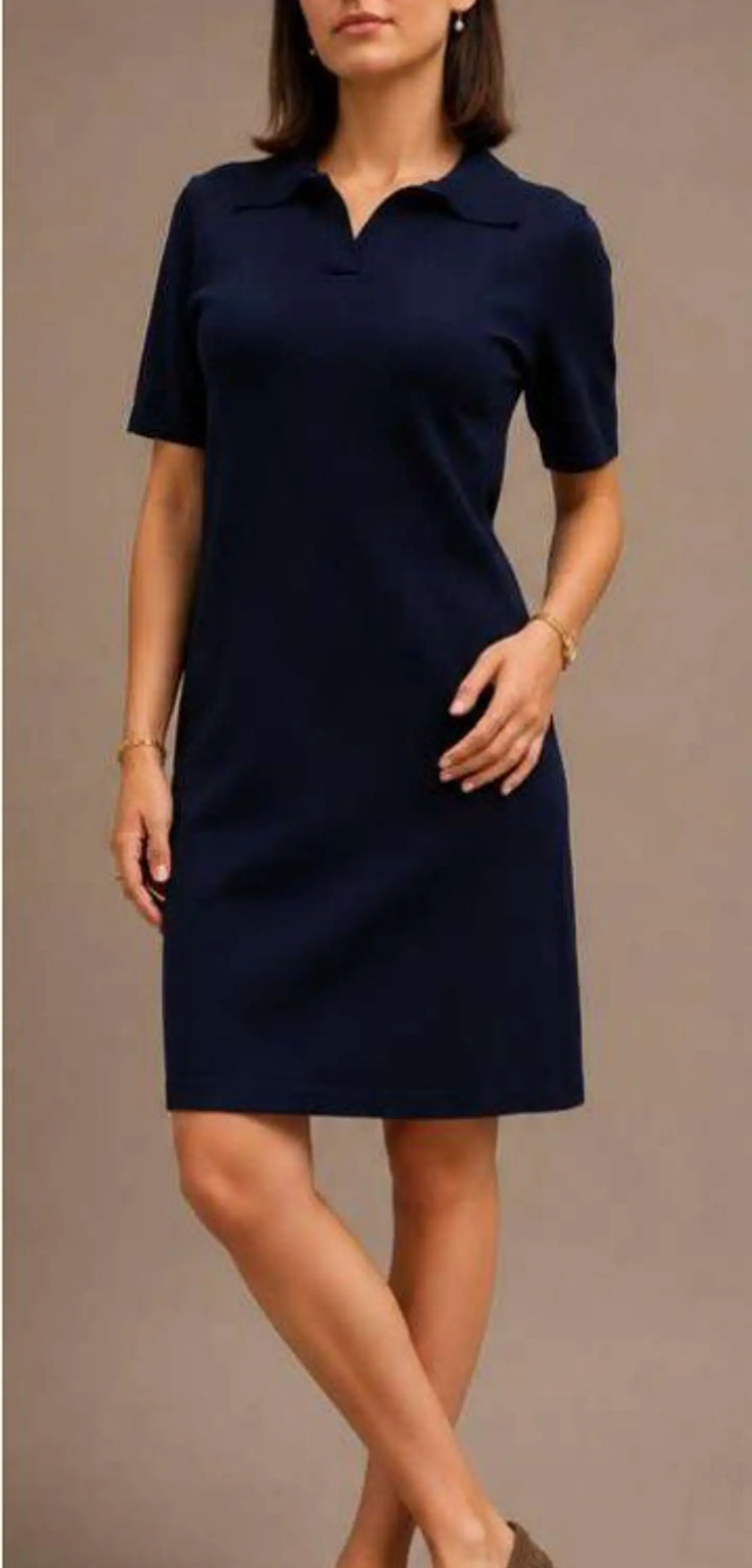 Vestido Knit Gola Polo Manga Curta 7