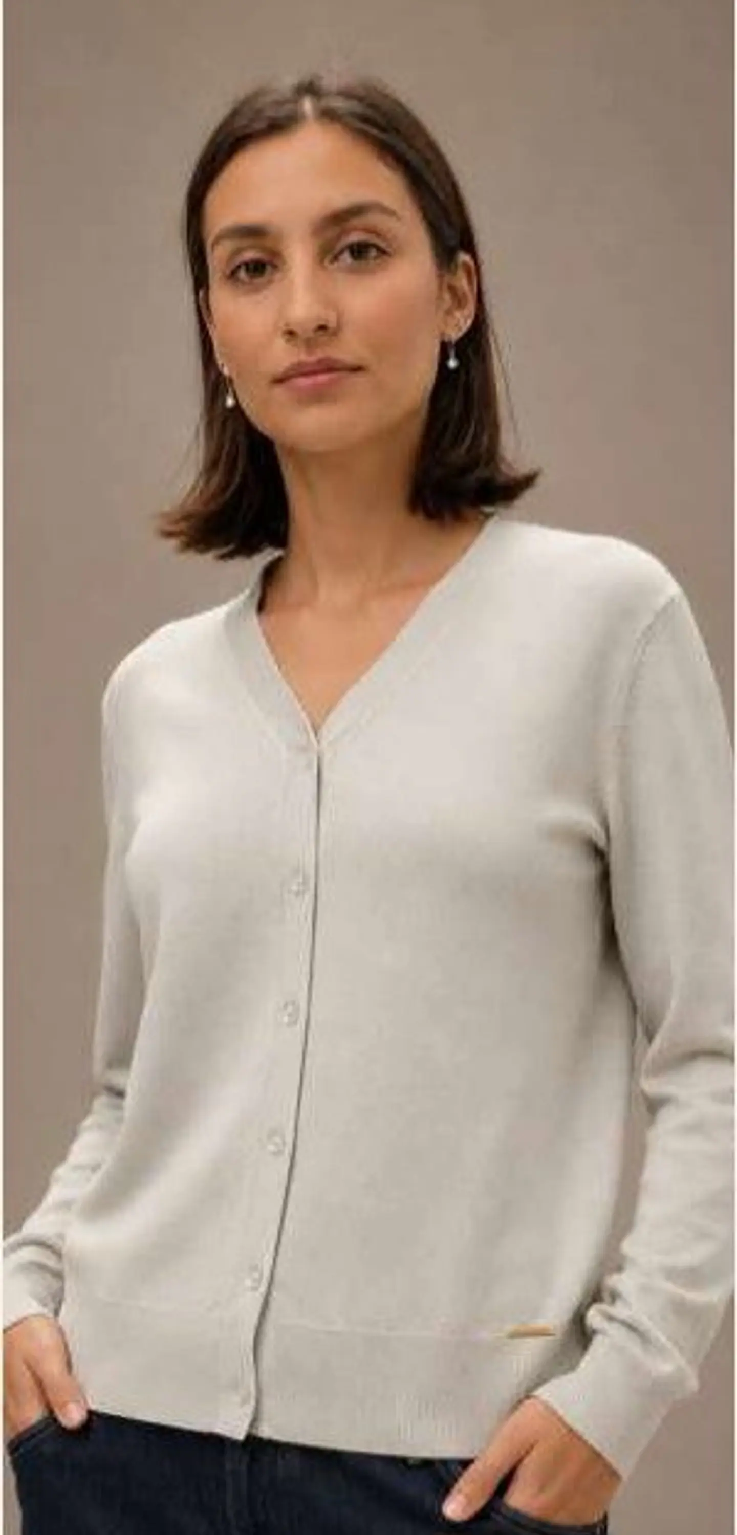 Cardigan Knit Decote em V 7