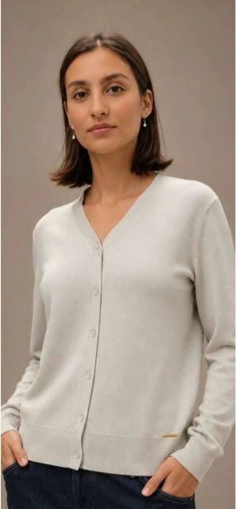 Cardigan Knit Decote em V 7